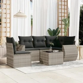 Set de sofás de jardín 6 pzas y cojines ratán sintético gris de , Conjuntos de jardín - Ref: Foro24-3253719, Precio: 439,61 €...