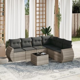 Set de sofás de jardín 7 pzas con cojines ratán PE gris claro de , Conjuntos de jardín - Ref: Foro24-3253759, Precio: 478,89 ...