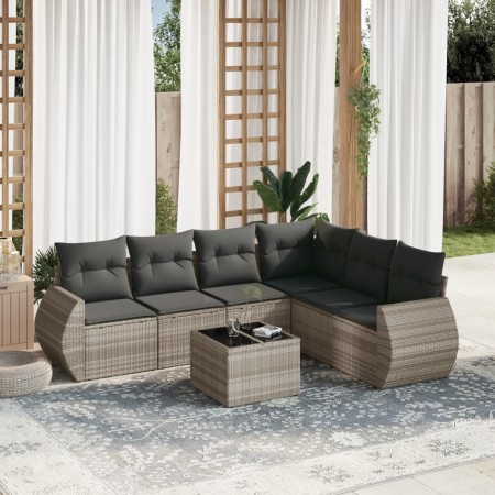 Set de sofás de jardín 7 pzas con cojines ratán PE gris claro de , Conjuntos de jardín - Ref: Foro24-3253759, Precio: 478,89 ...