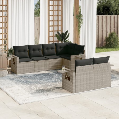 Set de sofás de jardín 7 pzas con cojines ratán PE gris claro de , Conjuntos de jardín - Ref: Foro24-3252749, Precio: 521,00 ...