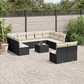 Set de sofás de jardín 12 piezas cojines ratán sintético negro en Conjuntos de jardín | Comprar online en Foru.es