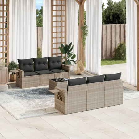 Set de sofás de jardín 7 pzas con cojines ratán PE gris claro de , Conjuntos de jardín - Ref: Foro24-3219911, Precio: 469,55 ...