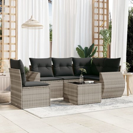 Set de sofás de jardín 6 pzas y cojines ratán sintético gris de , Conjuntos de jardín - Ref: Foro24-3221381, Precio: 416,31 €...