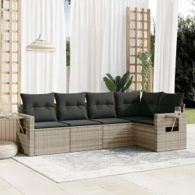 Set de sofás jardín y cojines 5 pzas ratán sintético gris claro de , Conjuntos de jardín - Ref: Foro24-3220131, Precio: 364,4...