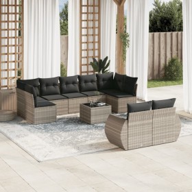 Set sofás jardín 10 pzas con cojines ratán sintético gris claro de , Conjuntos de jardín - Ref: Foro24-3254169, Precio: 674,6...