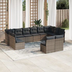 Set de sofás de jardín 12 pzas con cojines ratán sintético gris en Conjuntos de jardín | Comprar online en Foru.es