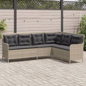 Sofá de jardín en forma de L con cojines ratán PE gris claro de , Sofás de exterior - Ref: Foro24-369005, Precio: 364,82 €, D...
