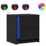Mesitas de noche con luces LED 2 uds madera ingeniería negra de , Mesitas de noche - Ref: Foro24-852050, Precio: 94,31 €, Des...