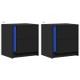 Mesitas de noche con luces LED 2 uds madera ingeniería negra de , Mesitas de noche - Ref: Foro24-852050, Precio: 94,31 €, Des...