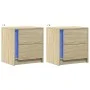 Mesitas de noche luces LED 2 uds madera ingeniería roble Sonoma by , Nightstands - Ref: Foro24-852052, Price: 87,17 €, Discou...
