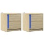 Mesitas de noche luces LED 2 uds madera ingeniería roble Sonoma de , Mesitas de noche - Ref: Foro24-852052, Precio: 88,32 €, ...
