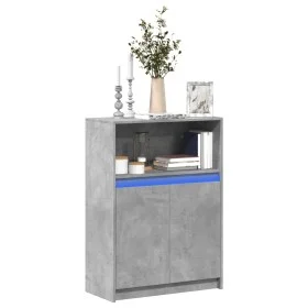 Aparador con LED madera ingeniería gris hormigón 72x34x100 cm de , Aparadores - Ref: Foro24-852162, Precio: 75,77 €, Descuent...