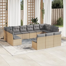 Set sofás de jardín con cojines 13 pzas ratán sintético beige en Conjuntos de jardín | Comprar online en Foru.es