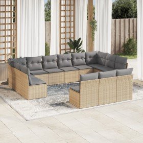 Set sofás de jardín con cojines 13 pzas ratán sintético beige en Conjuntos de jardín | Comprar online en Foru.es
