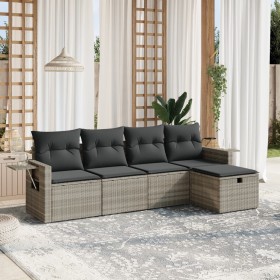 Set de sofás jardín y cojines 5 pzas ratán sintético gris claro de , Conjuntos de jardín - Ref: Foro24-3263778, Precio: 315,9...