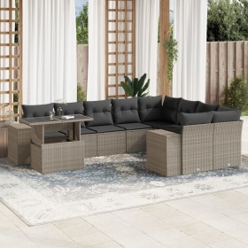 Set sofás jardín 10 pzas con cojines ratán sintético gris claro de , Conjuntos de jardín - Ref: Foro24-3269402, Precio: 742,0...