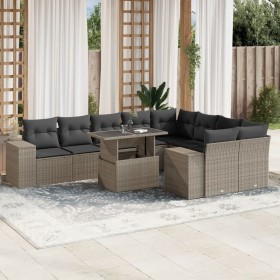 Set sofás jardín 10 pzas con cojines ratán sintético gris claro de , Conjuntos de jardín - Ref: Foro24-3269392, Precio: 742,0...