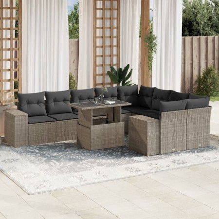 Set sofás jardín 10 pzas con cojines ratán sintético gris claro de , Conjuntos de jardín - Ref: Foro24-3269392, Precio: 742,0...