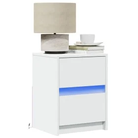 Mesita de noche con luces LED madera de ingeniería blanca by , Nightstands - Ref: Foro24-852033, Price: 50,36 €, Discount: %