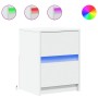 Mesita de noche con luces LED madera de ingeniería blanca de , Mesitas de noche - Ref: Foro24-852033, Precio: 51,04 €, Descue...