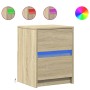 Mesitas de noche luces LED 2 uds madera ingeniería roble Sonoma de , Mesitas de noche - Ref: Foro24-852038, Precio: 87,33 €, ...