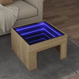 Mesa de centro con Infinity LED roble Sonoma 50x50x30 cm de , Mesas de centro - Ref: Foro24-847604, Precio: 69,22 €, Descuent...