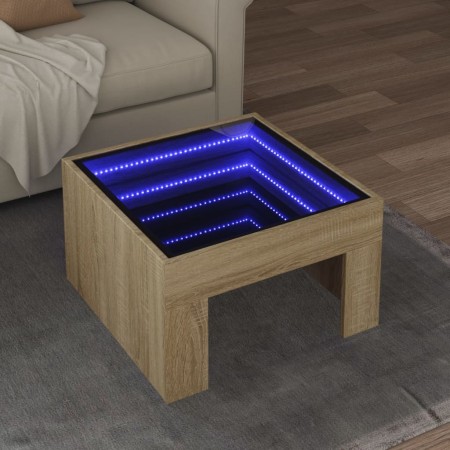 Mesa de centro con Infinity LED roble Sonoma 50x50x30 cm de , Mesas de centro - Ref: Foro24-847604, Precio: 69,22 €, Descuent...