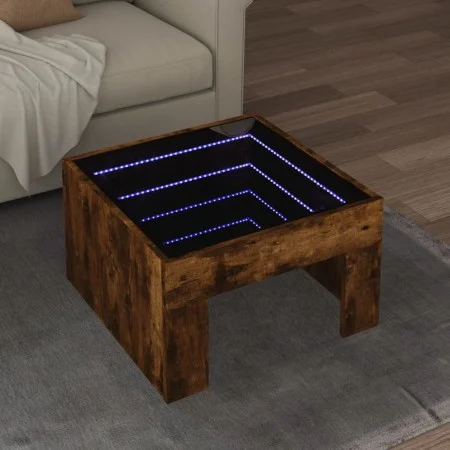Mesa de centro con Infinity LED roble ahumado 50x50x30 cm by , Coffee table - Ref: Foro24-847606, Price: 79,47 €, Discount: %