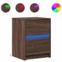 Mesitas de noche luces LED 2 uds madera ingeniería roble marrón de , Mesitas de noche - Ref: Foro24-852046, Precio: 87,37 €, ...
