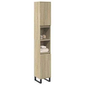 Armario de baño madera contrachapada roble Sonoma 30x30x190 cm de , Tocadores de baño - Ref: Foro24-849669, Precio: 91,85 €, ...