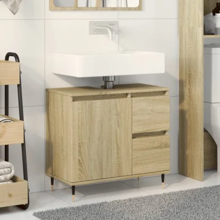 Armario de lavabo de baño madera roble Sonoma 65x33x60 cm de , Tocadores de baño - Ref: Foro24-849676, Precio: 68,80 €, Descu...