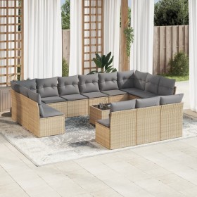 Set sofás de jardín 14 pzas con cojines ratán sintético beige en Conjuntos de jardín | Comprar online en Foru.es