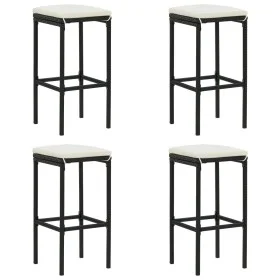 Taburetes de cocina con cojines 4 uds ratán sintético negro de vidaXL, Taburetes de cocina - Ref: Foro24-313446, Precio: 92,9...