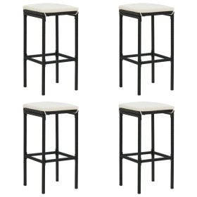 Taburetes de cocina con cojines 4 uds ratán sintético negro de vidaXL, Taburetes de cocina - Ref: Foro24-313446, Precio: 93,7...