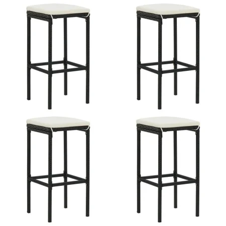 Kitchen stools with cushions 4 pcs black synthetic rattan by vidaXL, Kitchen stools - Ref: Foro24-313446, Price: 92,95 €, Dis...