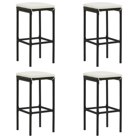 Taburetes de cocina con cojines 4 uds ratán sintético negro de vidaXL, Taburetes de cocina - Ref: Foro24-313446, Precio: 93,7...