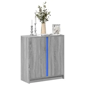 Aparador con LED madera de ingeniería gris Sonoma 77x34x85 cm de , Aparadores - Ref: Foro24-852136, Precio: 73,37 €, Descuent...