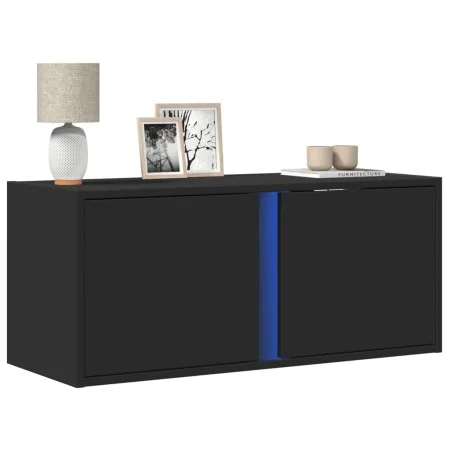 Mueble de TV de pared con luces LED negro 80x31x35 cm de , Muebles TV - Ref: Foro24-852258, Precio: 50,03 €, Descuento: %