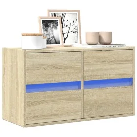 Mueble de TV de pared con luces LED roble Sonoma 80x31x45 cm de , Muebles TV - Ref: Foro24-852287, Precio: 65,06 €, Descuento: %
