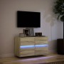 Mueble de TV de pared con luces LED roble Sonoma 80x31x45 cm de , Muebles TV - Ref: Foro24-852287, Precio: 65,87 €, Descuento: %