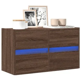 Mueble de TV de pared con luces LED marrón roble 80x31x45 cm de , Muebles TV - Ref: Foro24-852291, Precio: 68,98 €, Descuento: %