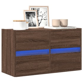 Mueble de TV de pared con luces LED marrón roble 80x31x45 cm de , Muebles TV - Ref: Foro24-852291, Precio: 69,87 €, Descuento: %