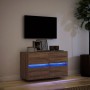 Mueble de TV de pared con luces LED marrón roble 80x31x45 cm de , Muebles TV - Ref: Foro24-852291, Precio: 69,87 €, Descuento: %
