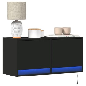 Mueble de TV de pared con luces LED negro 80x31x35 cm de , Muebles TV - Ref: Foro24-852356, Precio: 58,52 €, Descuento: %