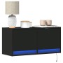 Mueble de TV de pared con luces LED negro 80x31x35 cm de , Muebles TV - Ref: Foro24-852356, Precio: 58,52 €, Descuento: %