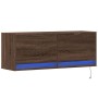 Mueble de TV de pared con luces LED marrón roble 100x31x35 cm de , Muebles TV - Ref: Foro24-852368, Precio: 75,77 €, Descuent...