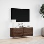 Mueble de TV de pared con luces LED marrón roble 100x31x35 cm de , Muebles TV - Ref: Foro24-852368, Precio: 75,77 €, Descuent...