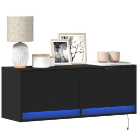 Mueble de TV de pared con luces LED negro 100x31x35 cm de , Muebles TV - Ref: Foro24-852363, Precio: 71,44 €, Descuento: %