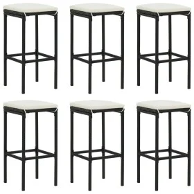 Taburetes de cocina con cojines 6 uds ratán sintético negro de vidaXL, Taburetes de cocina - Ref: Foro24-313449, Precio: 192,...
