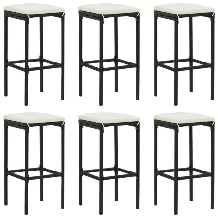 Taburetes de cocina con cojines 6 uds ratán sintético negro de vidaXL, Taburetes de cocina - Ref: Foro24-313449, Precio: 192,...